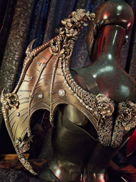 Black & Gold Glitter Bat Wings