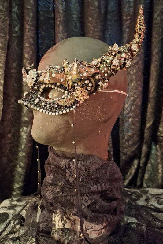 Black & Gold Glitter Bat Masquerade Mask
